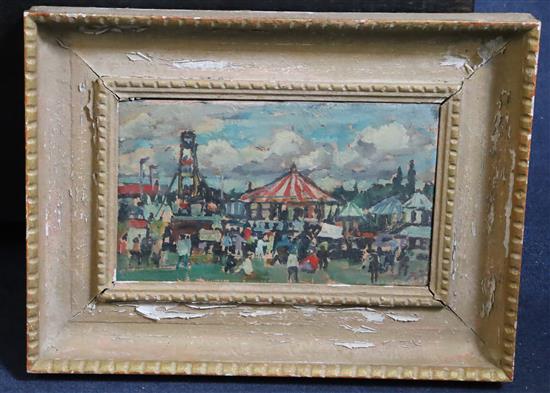 Llewellyn Petley-Jones (1908-1986) Country fair 6.25 x 10.5in.